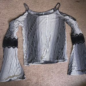 black and white striped blouse